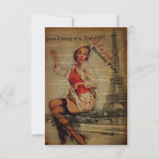 Invitation fête d'anniversaire de paris eiffel Tower (Devant)