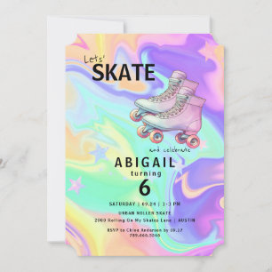 Invitation Fête d'anniversaire de patin à roulettes fille Cou