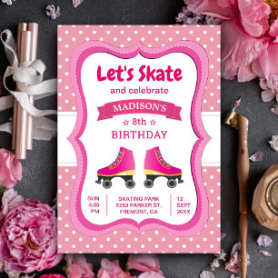 Invitation Fête d'anniversaire de patin à roulettes pour enfa
