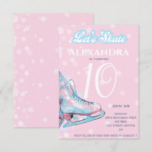 Invitation Fête d'anniversaire de patinage artistique "Patino