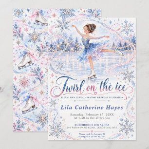 Invitation Fête d'anniversaire de patinage sur glace