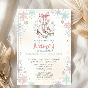 Invitation Fête d'anniversaire de patinage sur glace Figure d