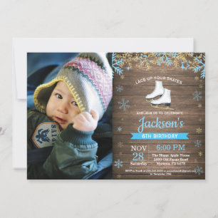 Invitation Fête d'anniversaire de patinage sur glace Photo de