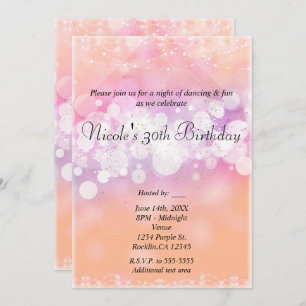 Invitation Fête d'anniversaire de Peach Glow Lights