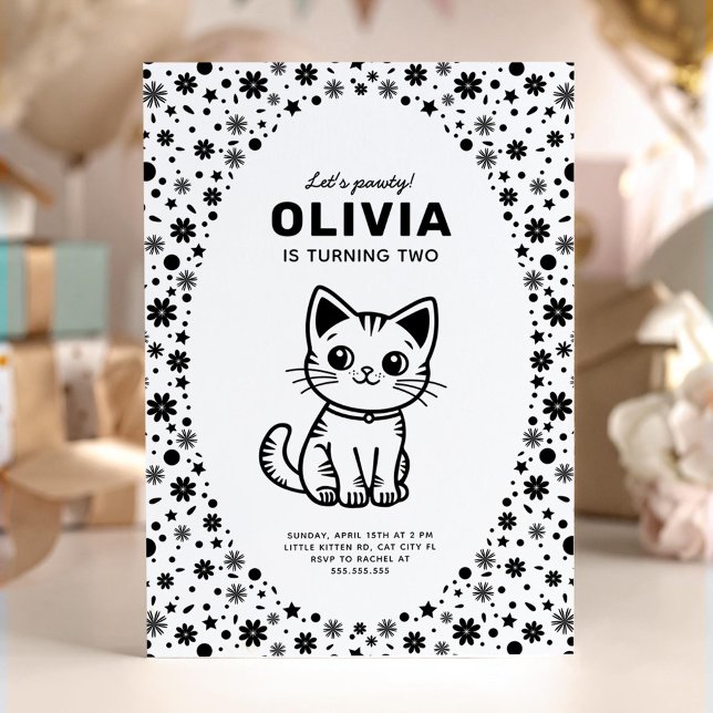 Invitation Fête d'anniversaire de petit chat (Créateur téléchargé)