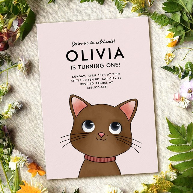 Invitation Fête d'anniversaire de petit chaton (Créateur téléchargé)