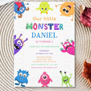 Invitation Fête d'anniversaire de petit monstre coloré et amu