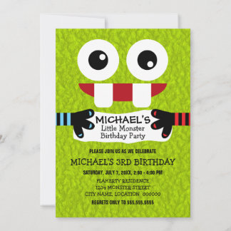 Invitation Fête d'anniversaire de Petit Monstre Mignon