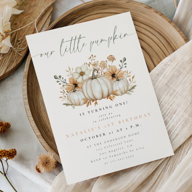 Invitation Fête d'anniversaire de petite citrouille bohème à  (Créateur téléchargé)