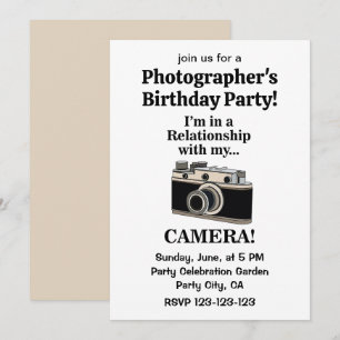 Invitation Fête d'anniversaire de photographe drôle avec appa