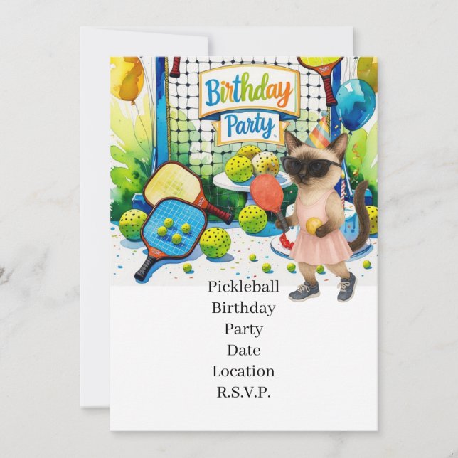 Invitation Fête d'anniversaire de Pickleball pour Amoureux de (Devant)