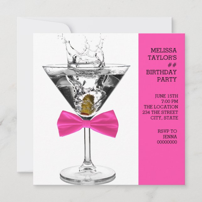 Invitation Fête d'anniversaire de Pink Martini (Devant)