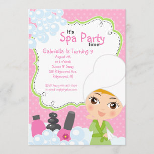 Invitation Fête d'anniversaire de Pink Pretty Girl Spa