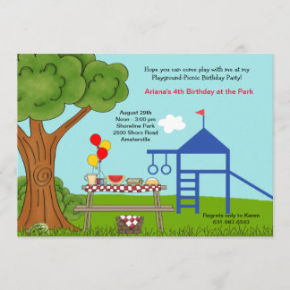 Invitation Fête d'anniversaire de pique-nique sur aire de jeu