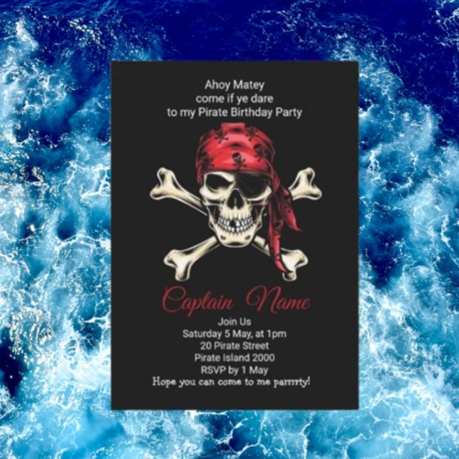 Invitation fête d'anniversaire de pirate épique (Boy Birthday Card Invitations, Kids Invitations,)