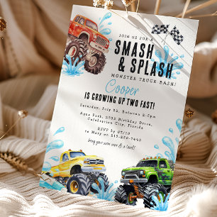 Invitation Fête d'anniversaire de piscine Fun Monster Truck 2