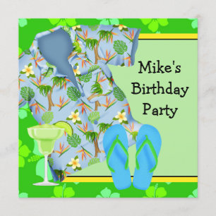 Invitation Fête d'anniversaire de plage Margaritas BBQ pour h