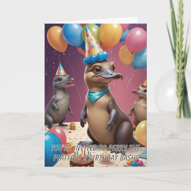 Invitation Fête d'anniversaire de Platypus : Une fête sauvage (Devant)