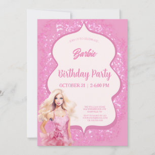 Invitation Fête d'anniversaire de poupée rose