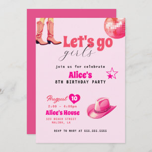 Invitation Fête d'anniversaire de poupée rose, Fille Malibu A