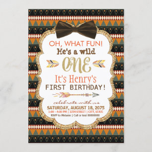 Invitation Fête d'anniversaire de premier âge garçons Bohème 