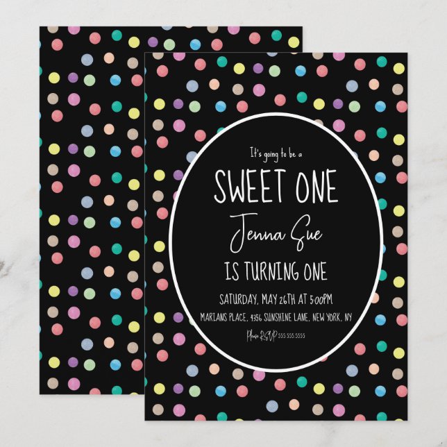 Invitation Fête d'anniversaire de premier an aux points d'aqu (Devant / Derrière)