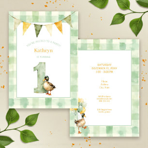 Invitation Fête d'anniversaire de premier an avec canard à l'