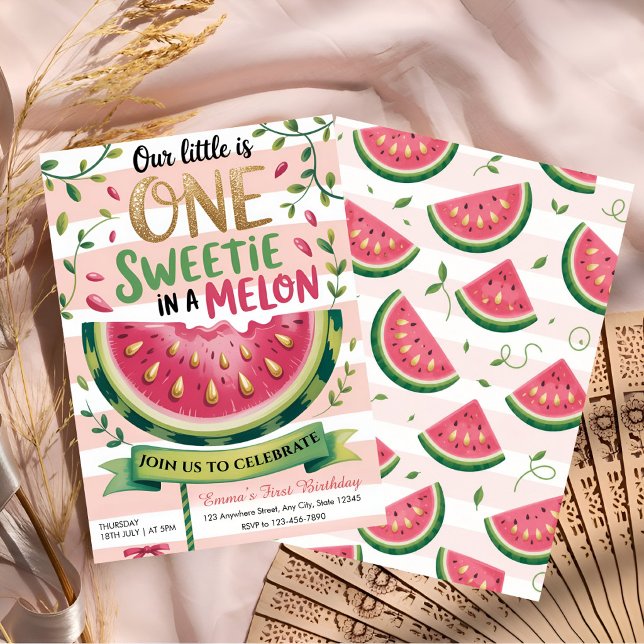 Invitation Fête d'anniversaire de premier an 'Un dans un Melo (Créateur téléchargé)