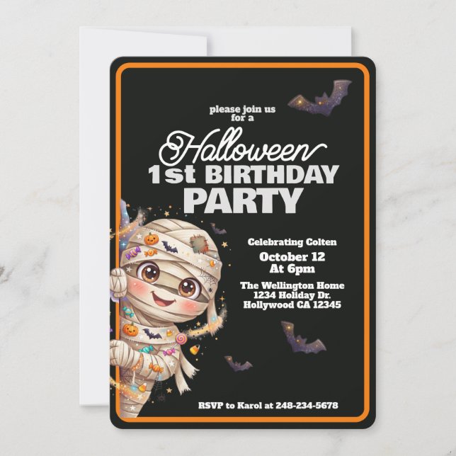 Invitation Fête d'anniversaire de premier anniversaire de mam (Devant)