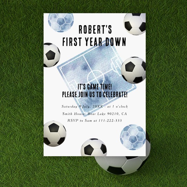 Invitation Fête d'anniversaire de première année de football (Créateur téléchargé)