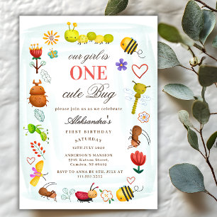 Invitation Fête d'anniversaire de première année Ladybug aqua