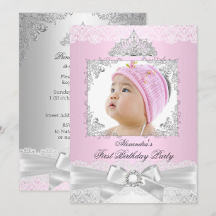 Invitation Fête d'anniversaire de première année pour fille, 