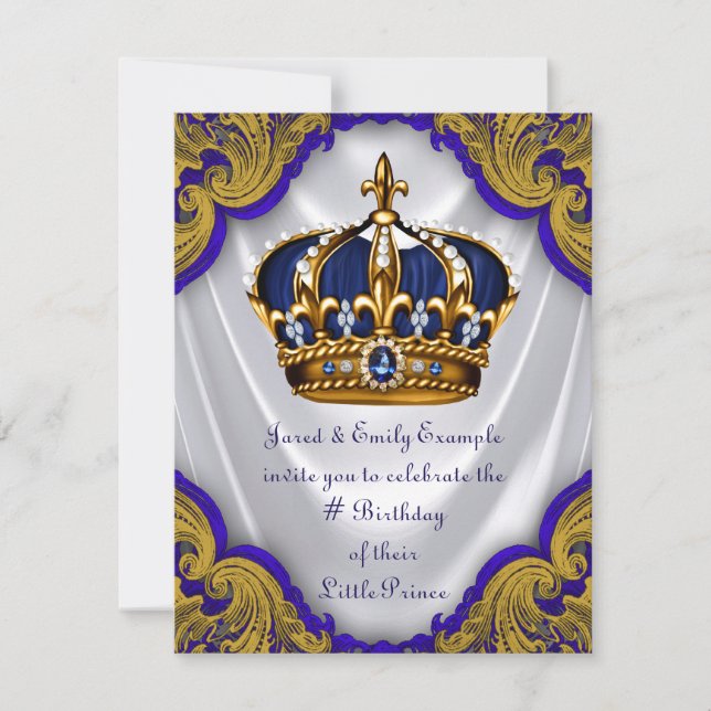 Invitation Fête d'anniversaire de prince élégant (Devant)