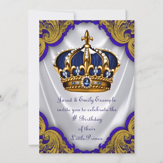 Invitation Fête d'anniversaire de prince élégant (Devant)