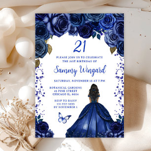 Invitation Fête d'anniversaire de princesse à peau noire et b