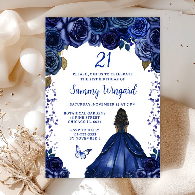 Invitation Fête d'anniversaire de princesse à peau noire et b (Créateur téléchargé)