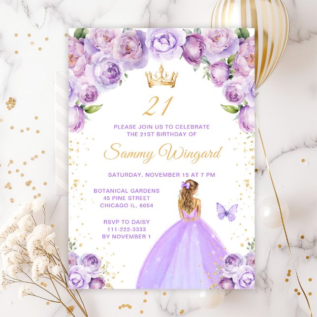 Invitation Fête d'anniversaire de princesse aux cheveux blond (Créateur téléchargé)