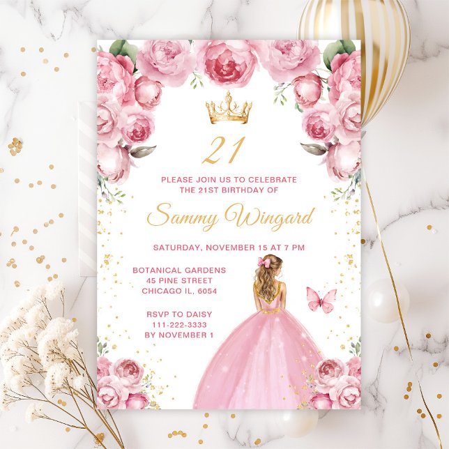 Invitation Fête d'anniversaire de princesse aux cheveux blond (Créateur téléchargé)