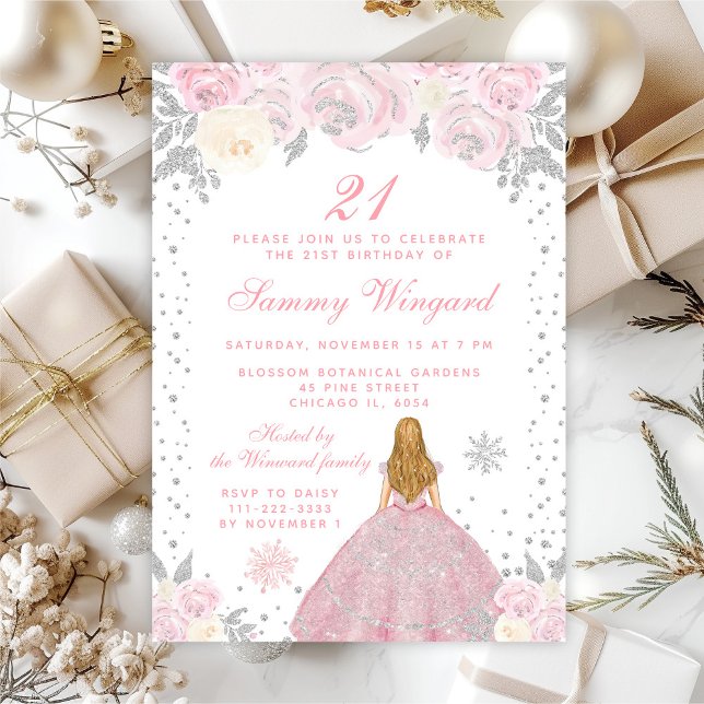 Invitation Fête d'anniversaire de princesse aux cheveux blond (Créateur téléchargé)