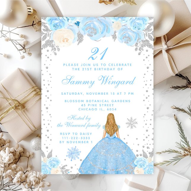 Invitation Fête d'anniversaire de princesse aux cheveux blond (Créateur téléchargé)