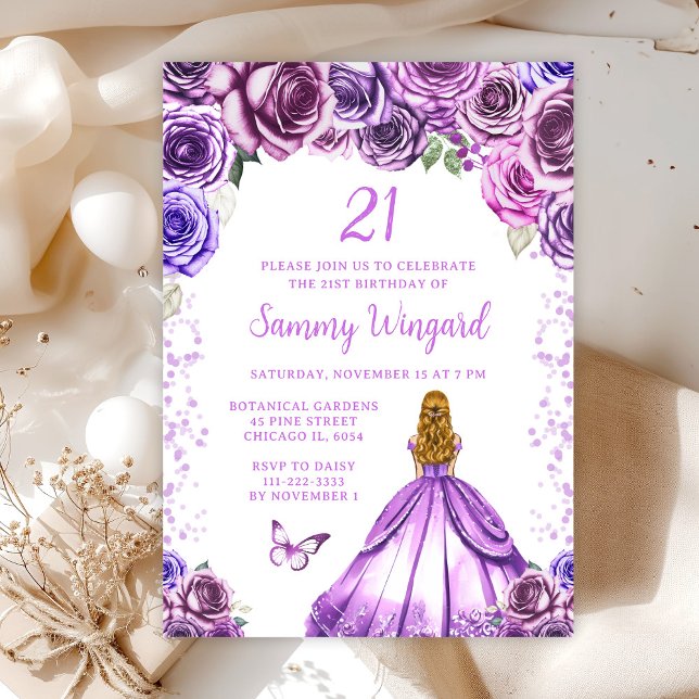 Invitation Fête d'anniversaire de princesse aux cheveux blond (Créateur téléchargé)