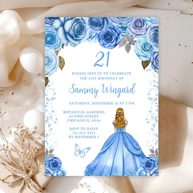 Invitation Fête d'anniversaire de princesse aux cheveux blond (Créateur téléchargé)