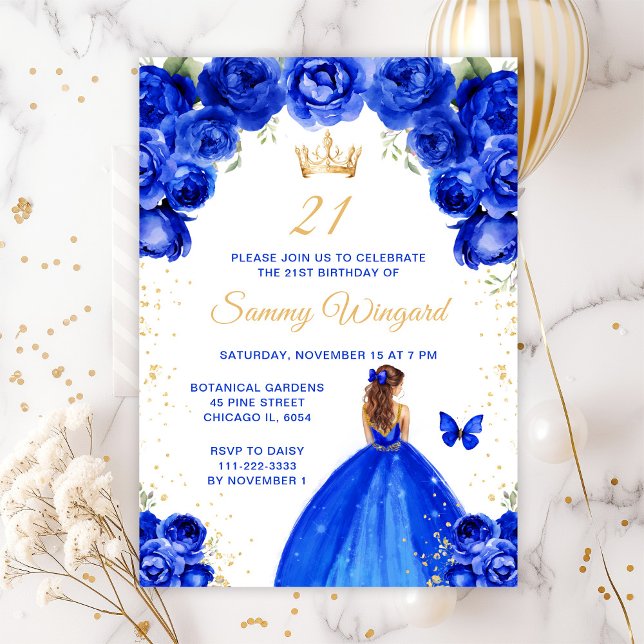 Invitation Fête d'anniversaire de princesse aux cheveux bruns (Créateur téléchargé)
