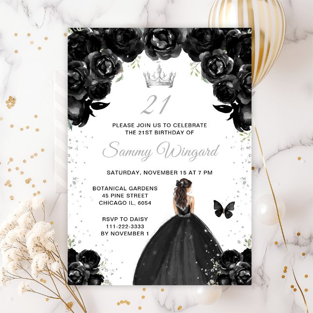 Invitation Fête d'anniversaire de princesse aux cheveux bruns (Créateur téléchargé)