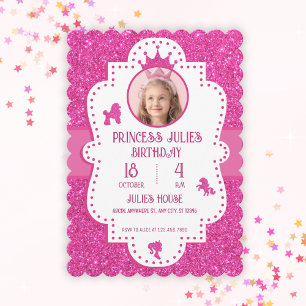 Invitation Fête d'anniversaire de princesse avec paillettes r
