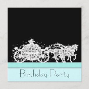 Invitation Fête d'anniversaire de princesse bleu sarcelle ave