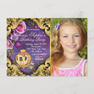 Invitation Fête d'anniversaire de princesse de conte de fées
