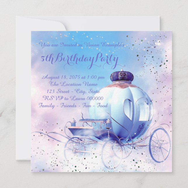 Invitation Fête d'anniversaire de princesse de conte de fées  (Dos)