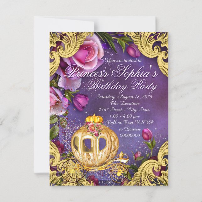 Invitation Fête d'anniversaire de princesse de conte de fées (Devant)