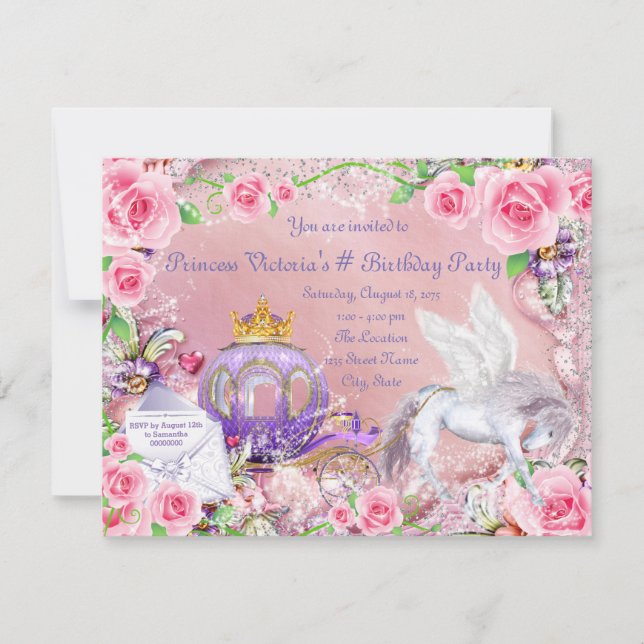 Invitation Fête d'anniversaire de princesse de conte de fées (Devant)